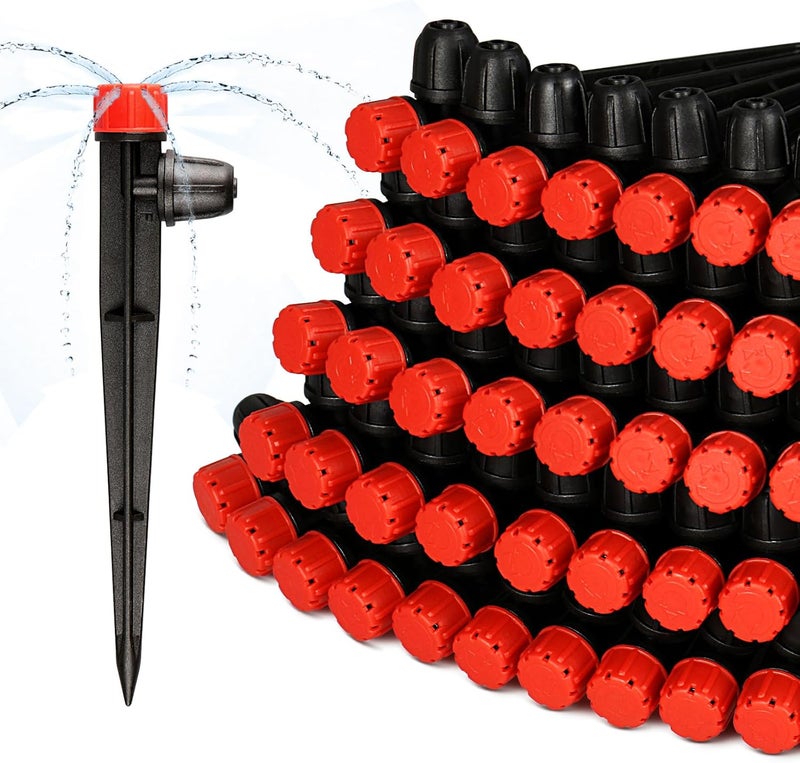 Gardrip 55 Pieces Drip Emitters Stream with Stake for 1/4" Irrigation Tubing: Adjustable 360 Degree Water Flow Irrigation Universal Sprayer Drip Pipe Sprinklers Fittings for Garden Watering System - Image 1